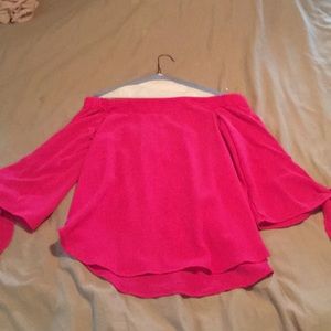 Pink off shoulder tie top
